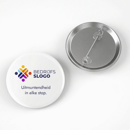 Gepersonaliseerde button met horizontaal logo en tekst