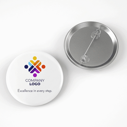 Customised badge with vertical logo and text