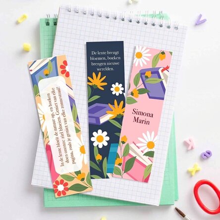 Set van 3 gepersonaliseerde boekenleggers met tekst - Spring