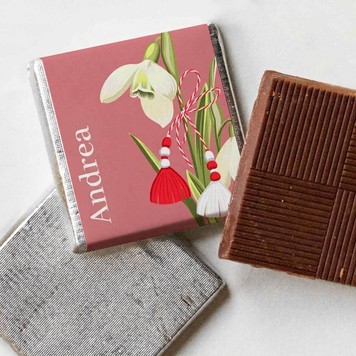 Mini-chocolade met naam erop