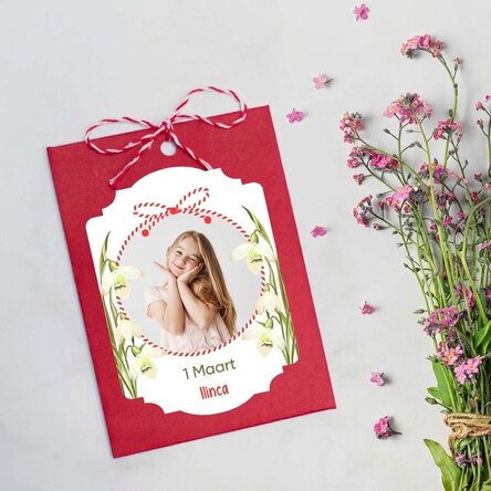 Gepersonaliseerde Martisor om in de grond te planten, met een foto en een boodschap - Sneeuwklokjes