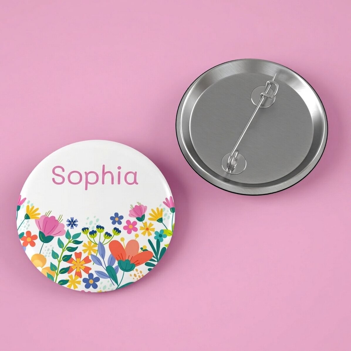 Gepersonaliseerde button met tekst - Bloemen