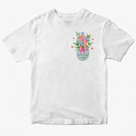 Katoenen T-shirt met gepersonaliseerde tekst - Pocket flowers