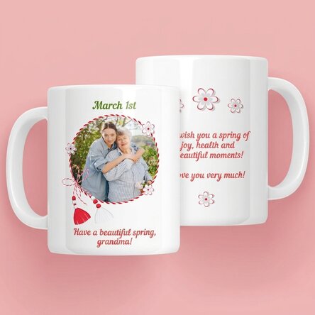 Personalised mug with a photo and text