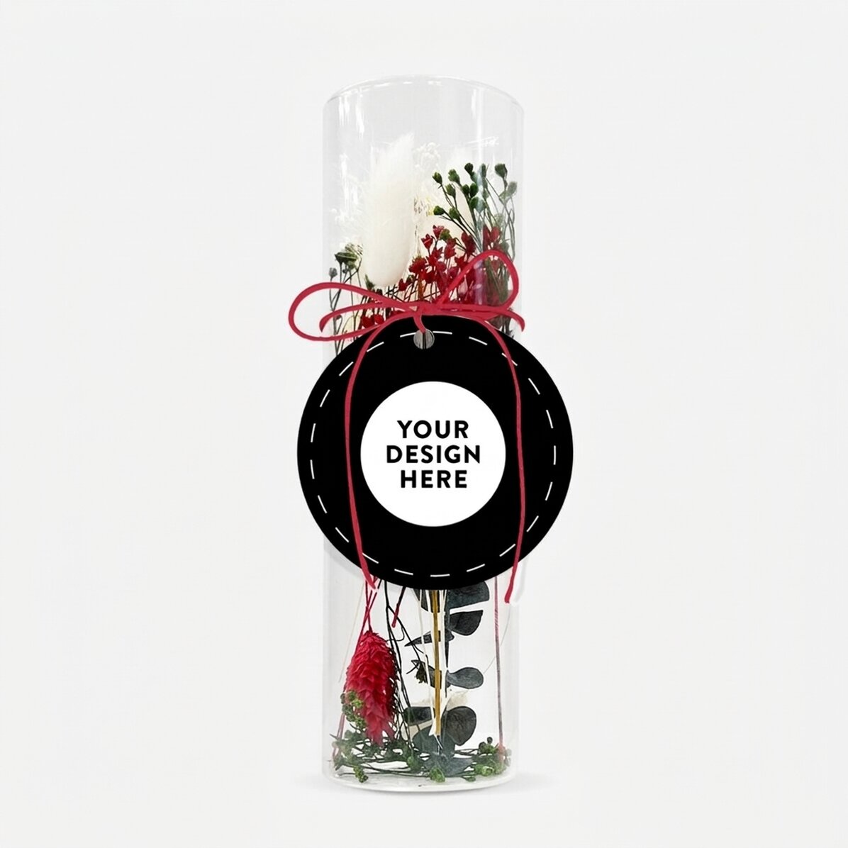 Glazen siervoorwerp met geconserveerde bloemen, gepersonaliseerd met jouw ontwerp