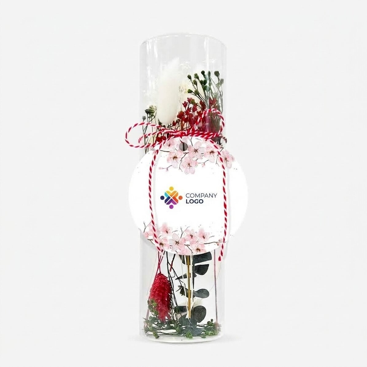 Martisor-sieraad van glas met geconserveerde bloemen, gepersonaliseerd met logo - Bloemen