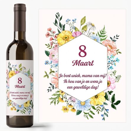 Wijn met gepersonaliseerde tekst - 8 maart