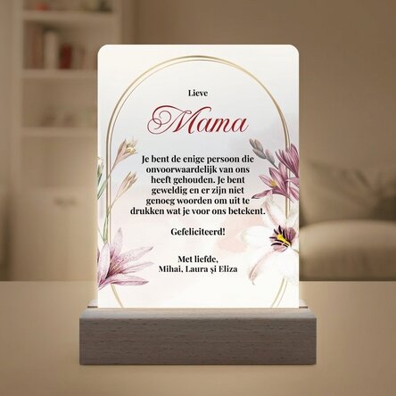LED-nachtlampje met gepersonaliseerde boodschap voor mama