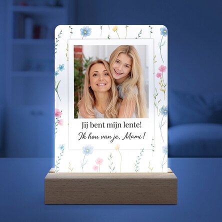 Gepersonaliseerde LED-nachtlamp met een foto en een boodschap - Floral
