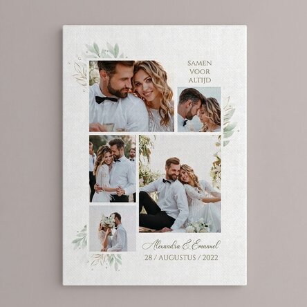 Gepersonaliseerd canvasdoek met foto’s en tekst - Bruiloft