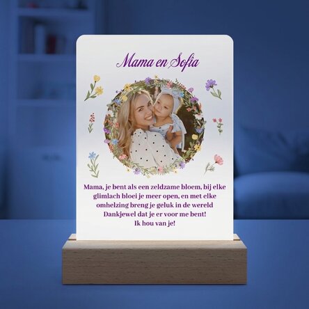 Gepersonaliseerde LED-nachtlamp met een foto en tekst - Lente