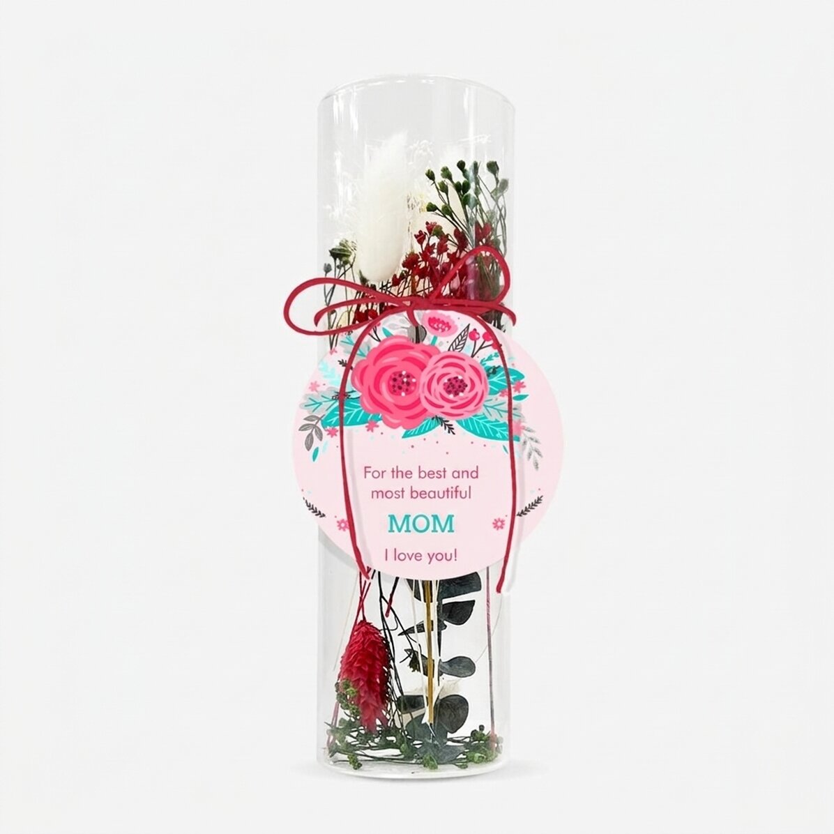 Glasornament met geconserveerde bloemen, gepersonaliseerd met tekst - Flowers