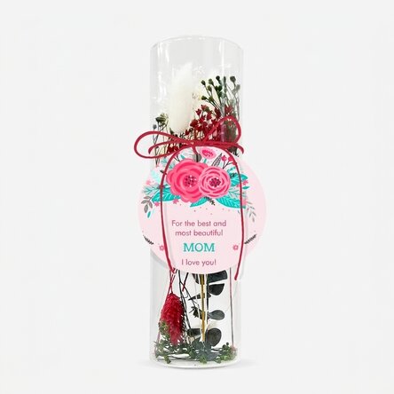 Glass ornament with preserved flowers personalised with text - Flowers