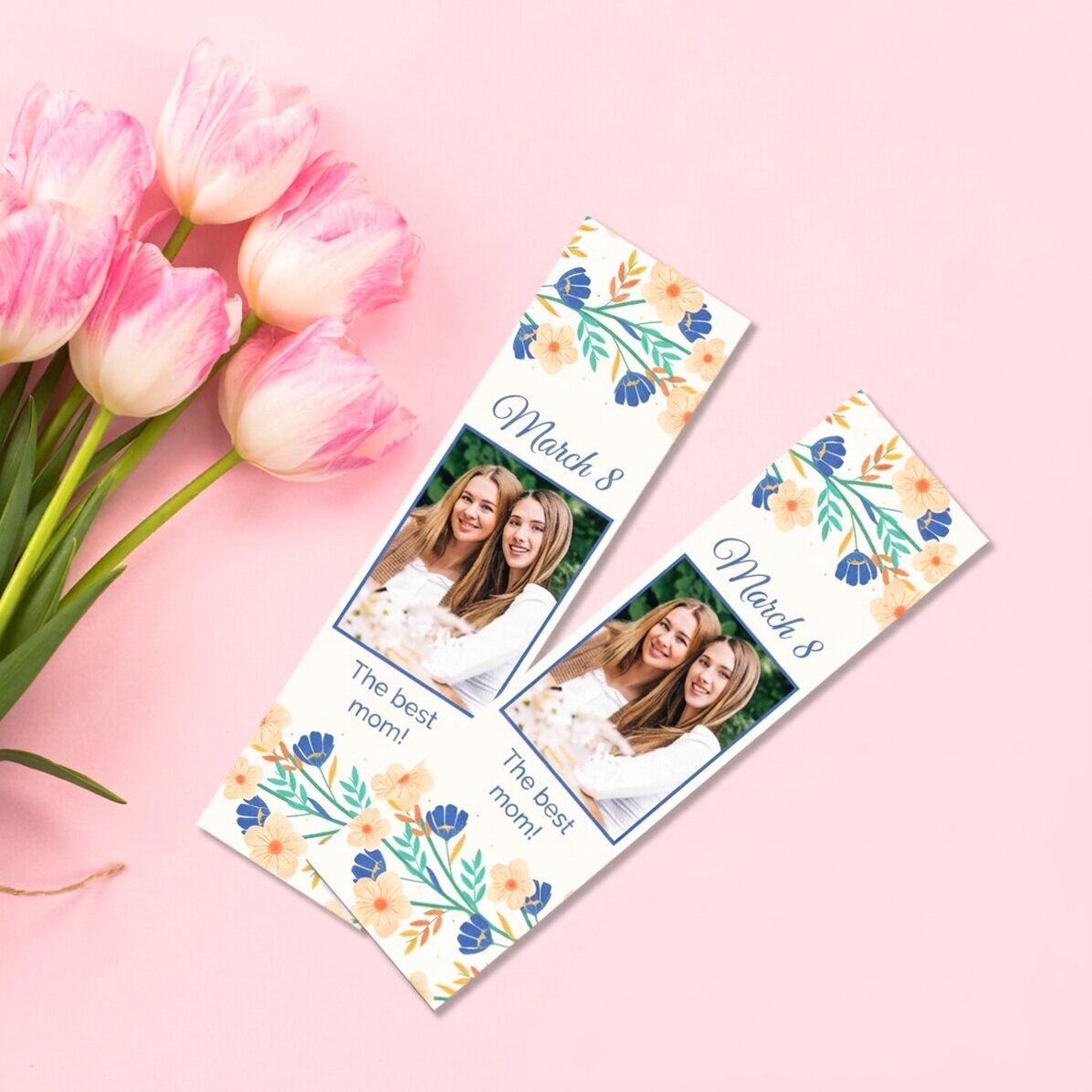 Gepersonaliseerde boekenlegger met foto en boodschap - Lente