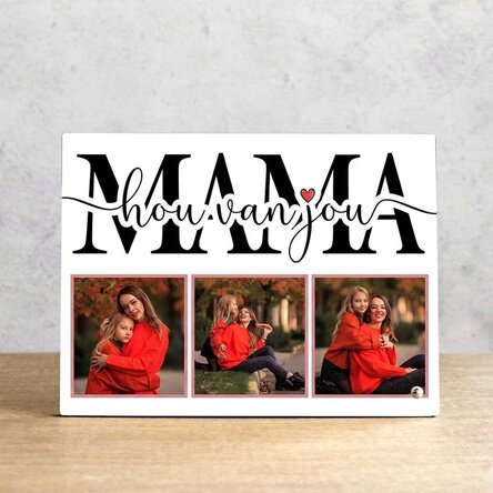 Gepersonaliseerde fotolijst voor op het bureau met 3 foto's - Mom