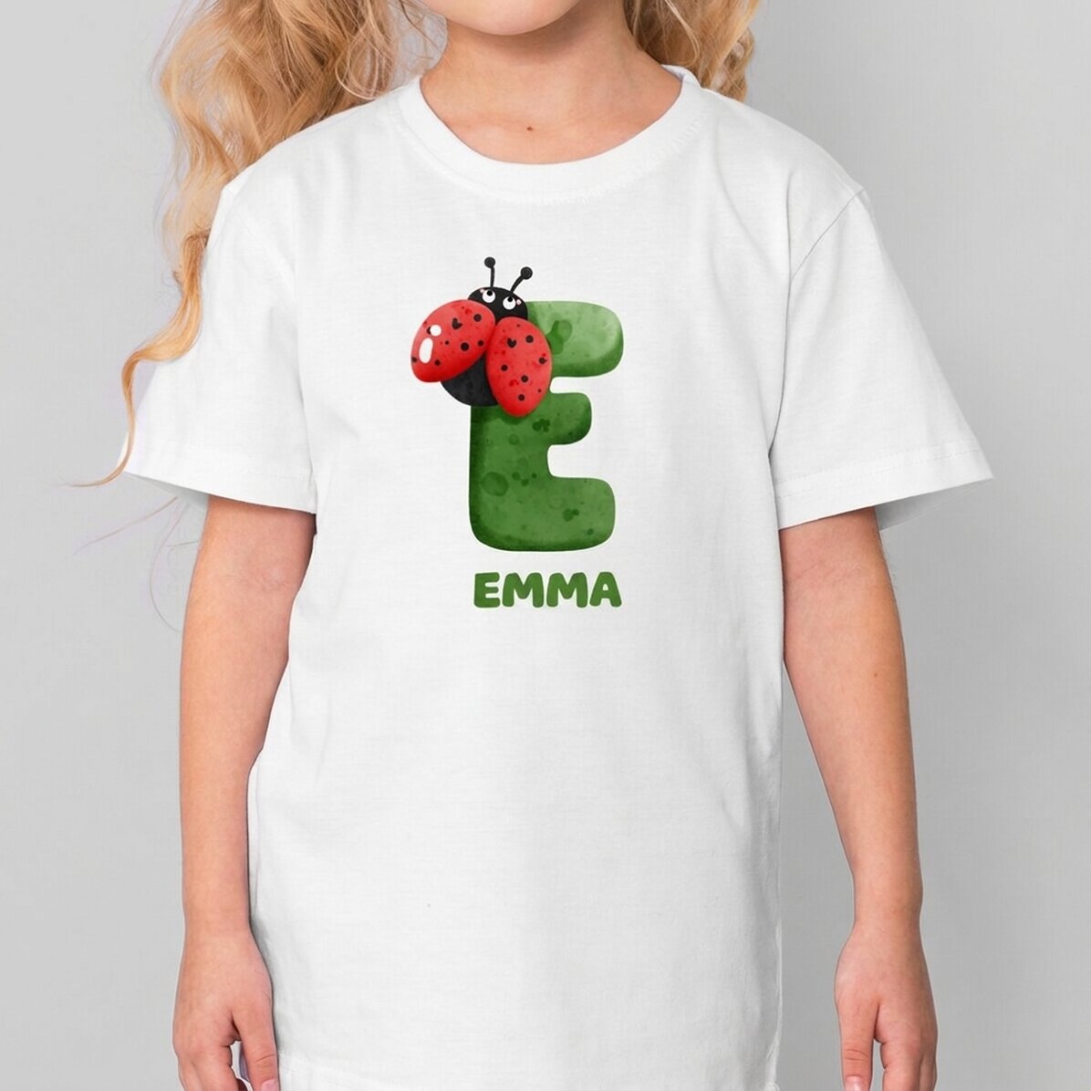 Katoenen T-shirt voor kinderen, gepersonaliseerd met initiaal en naam - Buburuze