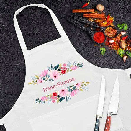 Personalised apron with text - Flowers