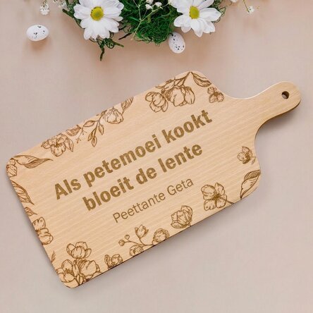 Gepersonaliseerde snijplank met tekst - Lente in de keuken