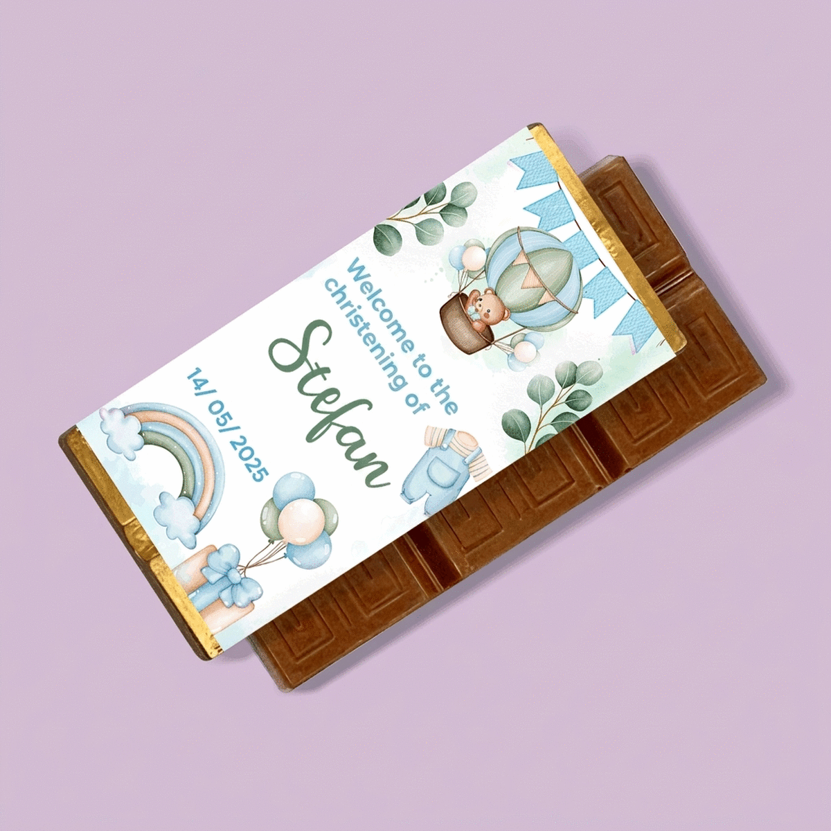 Gepersonaliseerde mini-chocoladereep met boodschap - Doopgeschenk