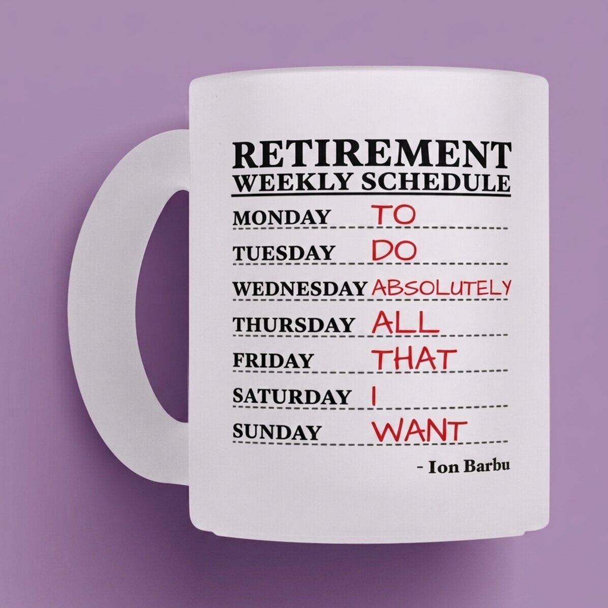 Gepersonaliseerde matte glazen mok met tekst - Weekplanning