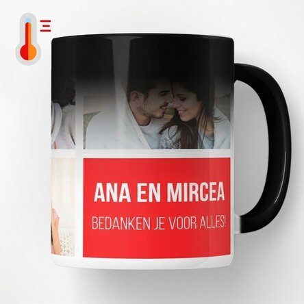 Gepersonaliseerde magische mok met 5 foto’s en tekst
