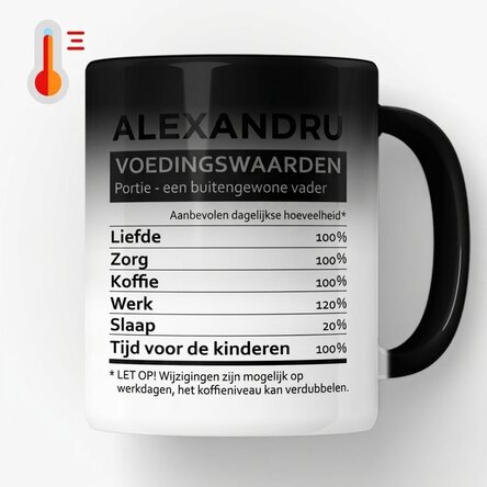 Gepersonaliseerde magische mok met tekst - Voedingswaarden