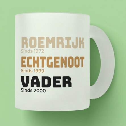 Gepersonaliseerde matte glazen mok met tekst - Het verhaal van mijn vader