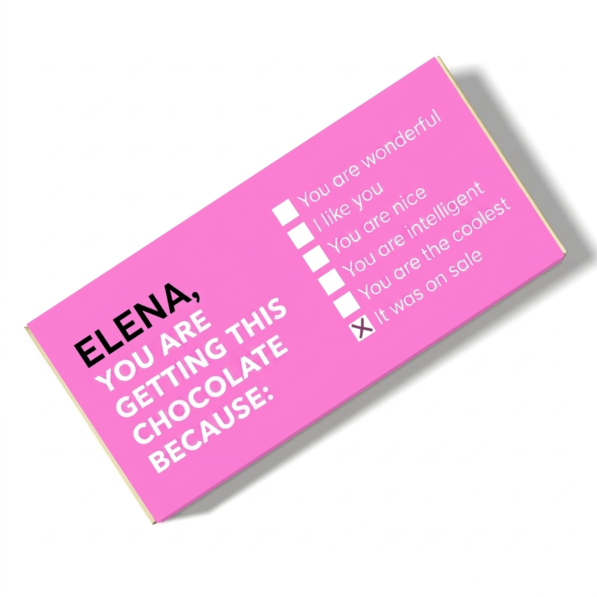 Chocolade met een persoonlijk bericht - Omdat