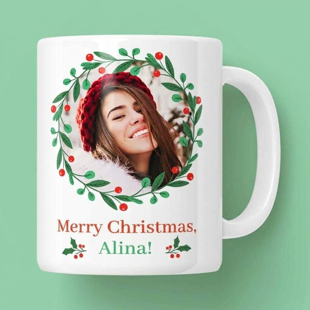 Gepersonaliseerde mok met tekst en foto - Vrolijk Kerstfeest!