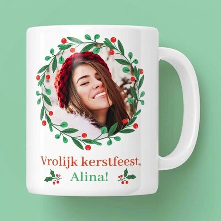 Gepersonaliseerde mok met tekst en foto - Vrolijk Kerstfeest!