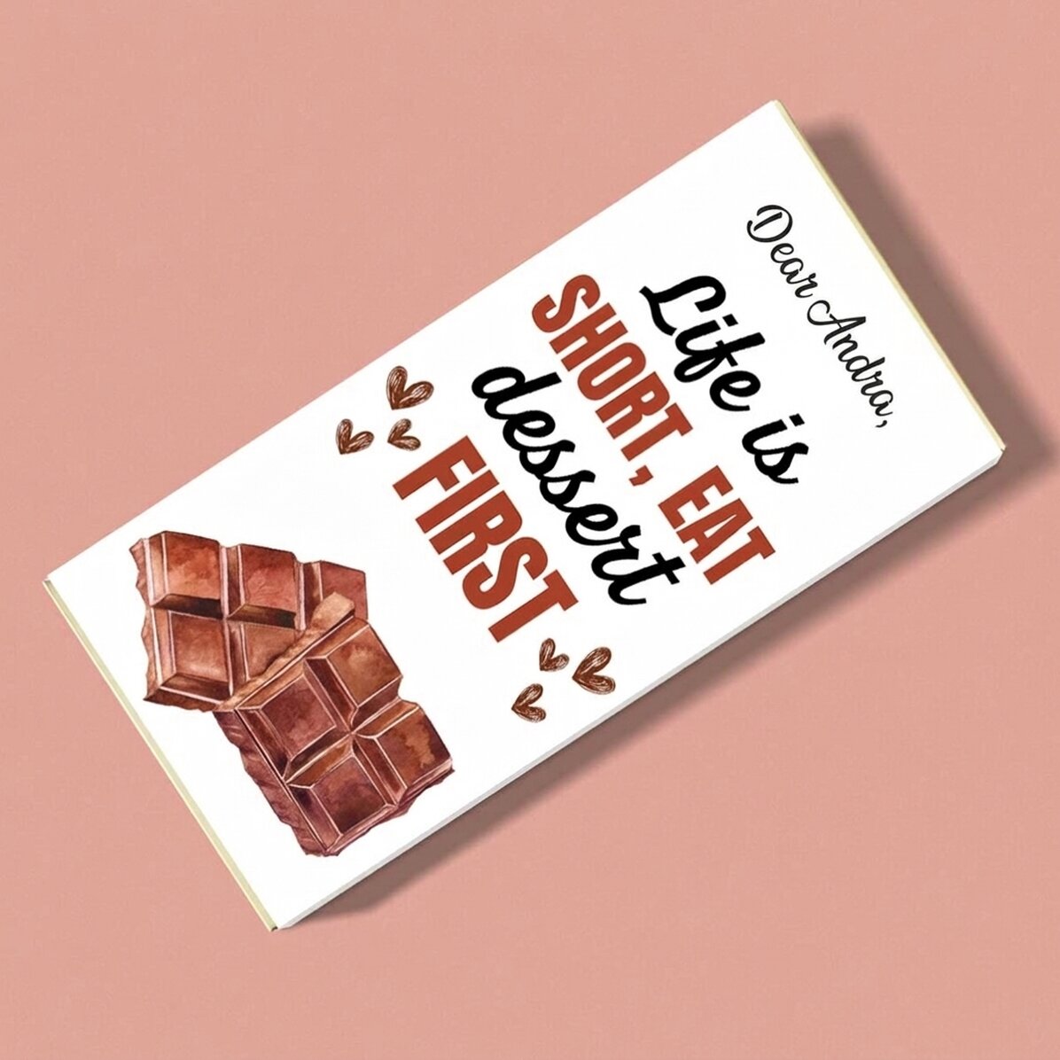 Chocolade met gepersonaliseerde tekst - Life is short