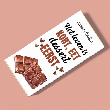 Chocolade met gepersonaliseerde tekst - Life is short