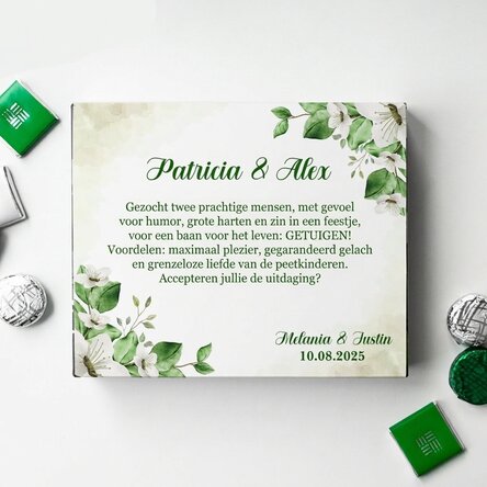 Gepersonaliseerd bonbonier met tekst - Verzoek aan de peetouders