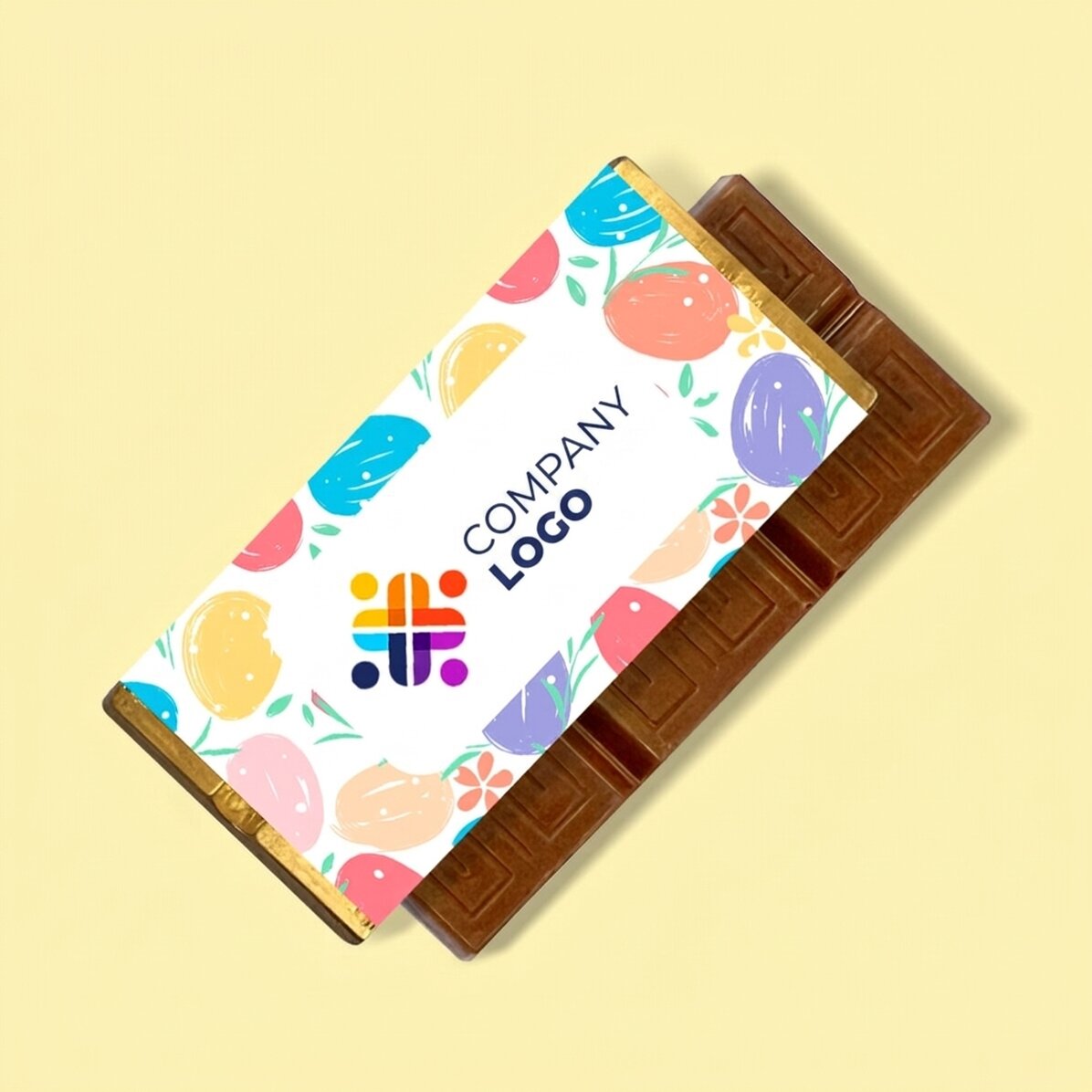 Gepersonaliseerde mini-chocoladereep met logo en boodschap - Gekleurde eieren