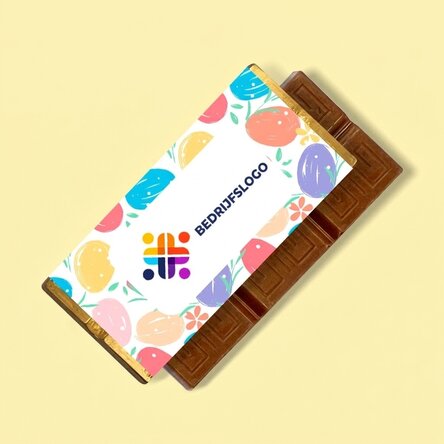 Gepersonaliseerde mini-chocoladereep met logo en boodschap - Gekleurde eieren