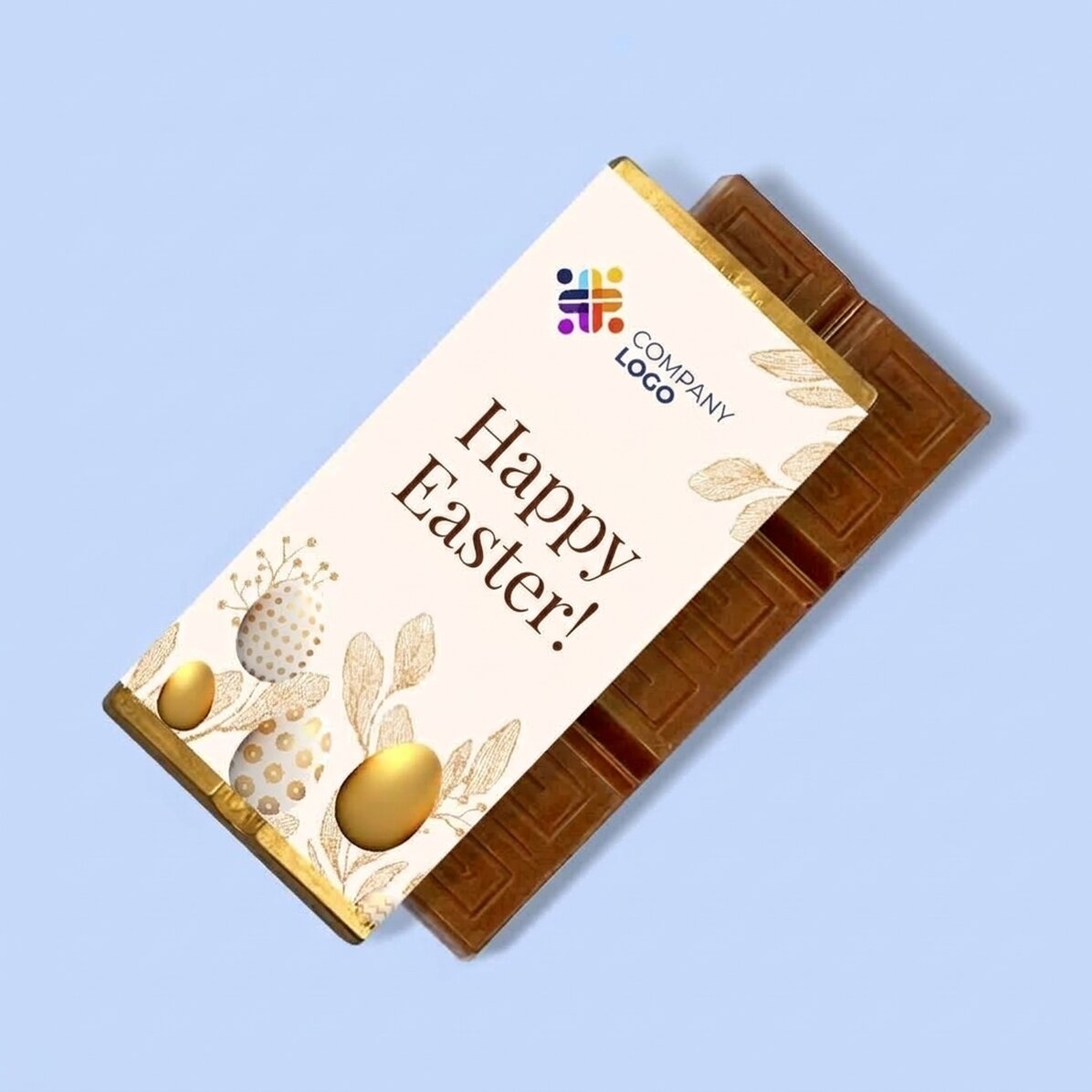 Gepersonaliseerde mini-chocoladereep met logo en boodschap - Gold Easter