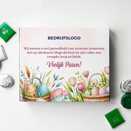Gepersonaliseerde bonbondoos met logo en boodschap - Pasen