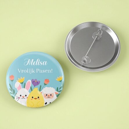 Gepersonaliseerde button met paasboodschap - Dierentjes