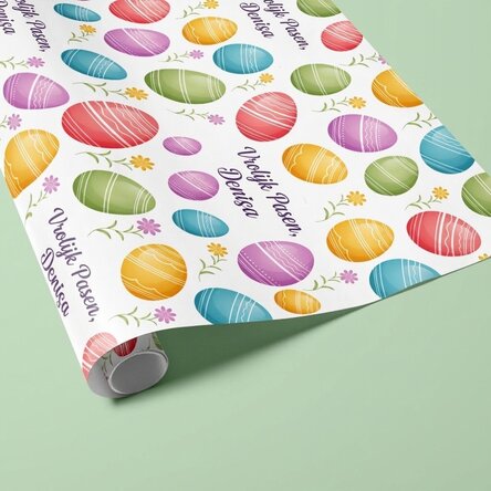 Gepersonaliseerd cadeaupapier met boodschap - Gekleurde eieren