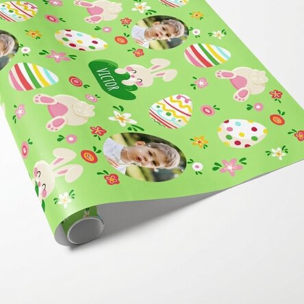 Gepersonaliseerd cadeaupapier met boodschap en foto - Van Iepuras