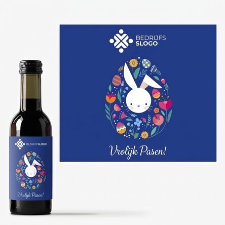 Miniwijnflesje, gepersonaliseerd met logo en paaswens