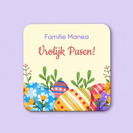 Gepersonaliseerde onderzetter met tekst - Fijne Pasen!