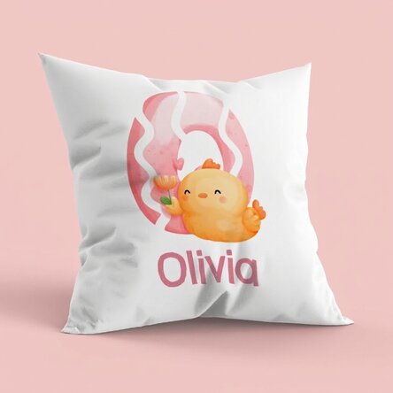 Gepersonaliseerd kussen met naam en initiaal - Cute