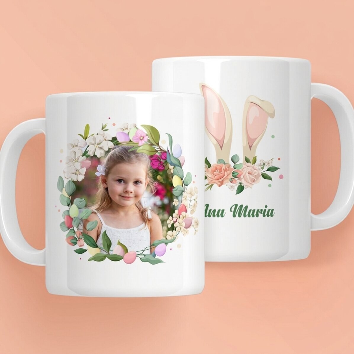Gepersonaliseerde mok met naam en foto - Cute Easter