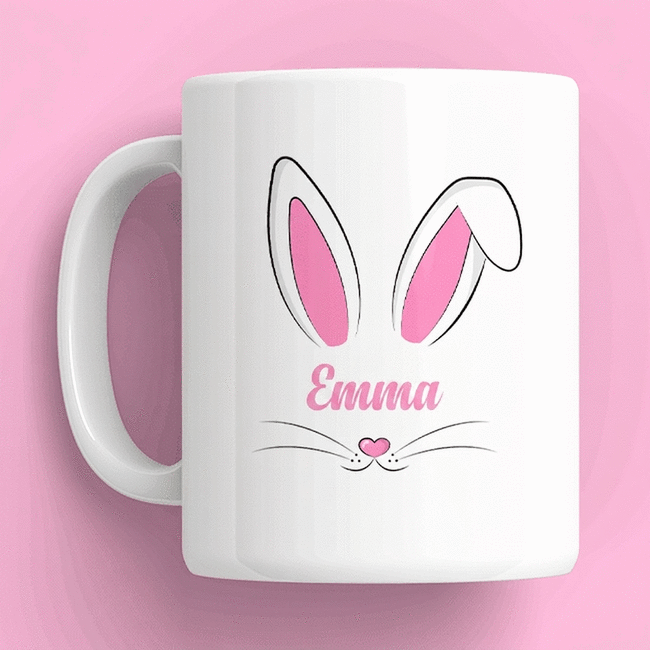 Gepersonaliseerde beker met naam en tekst - Bunny ears