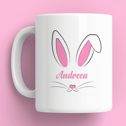 Gepersonaliseerde mok met naam en tekst - Bunny ears