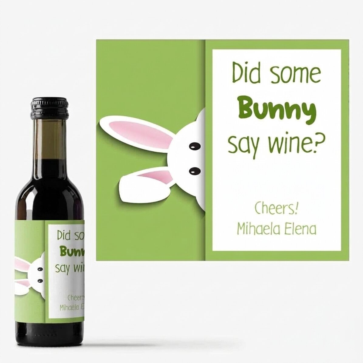 Gepersonaliseerd mini-wijnflesje met boodschap - Bunny