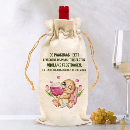 Gepersonaliseerd zakje voor een fles wijn - Drinking bunny