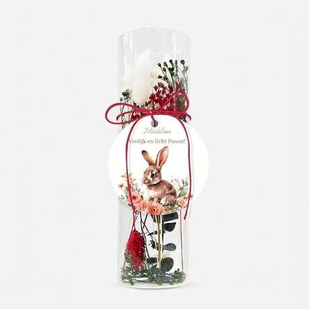 Glasornament met geconserveerde bloemen, gepersonaliseerd met een boodschap - Vrolijk Pasen!
