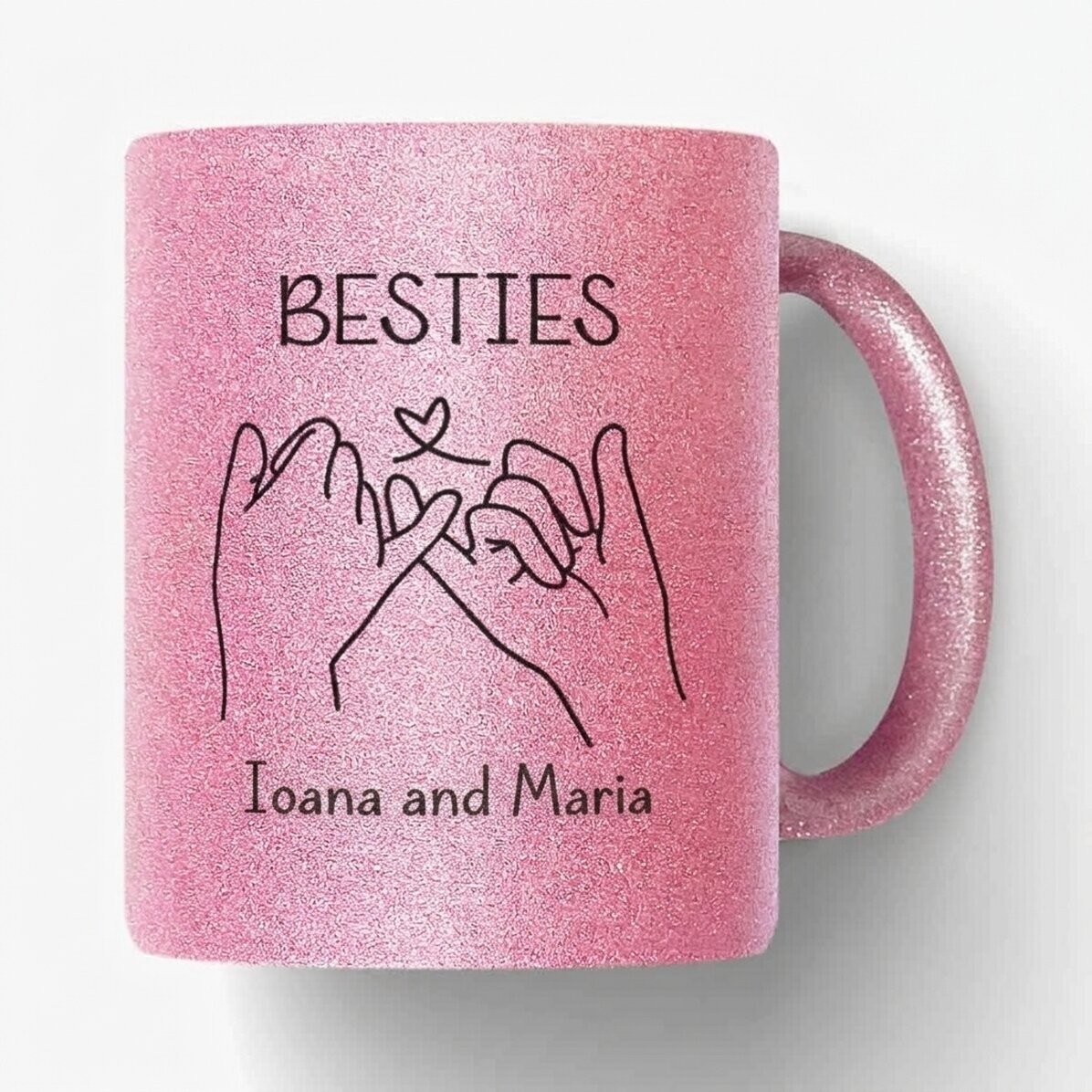 Mok met glitter, gepersonaliseerd met naam - beste vriend(in)